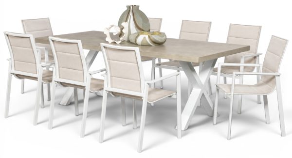 8 Lagoon White Chairs & Element 2.2m GRC Table
