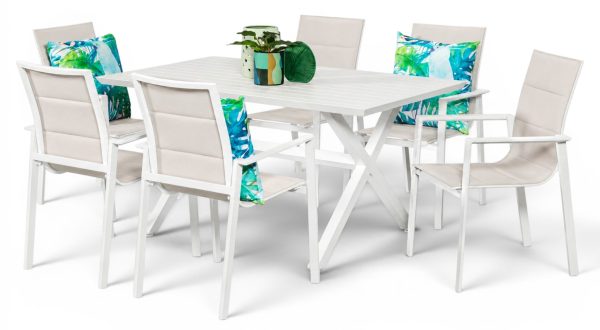 6 Lagoon Chairs & Samui 1.5m Table White