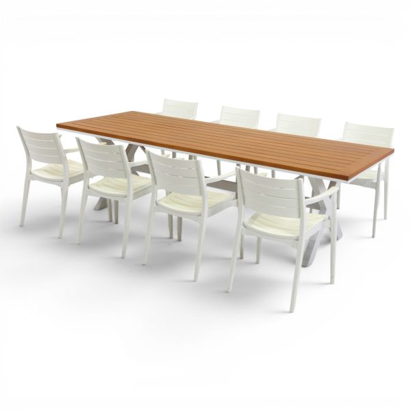 8 Lyon Chairs & 2.6m Tribeca Table White