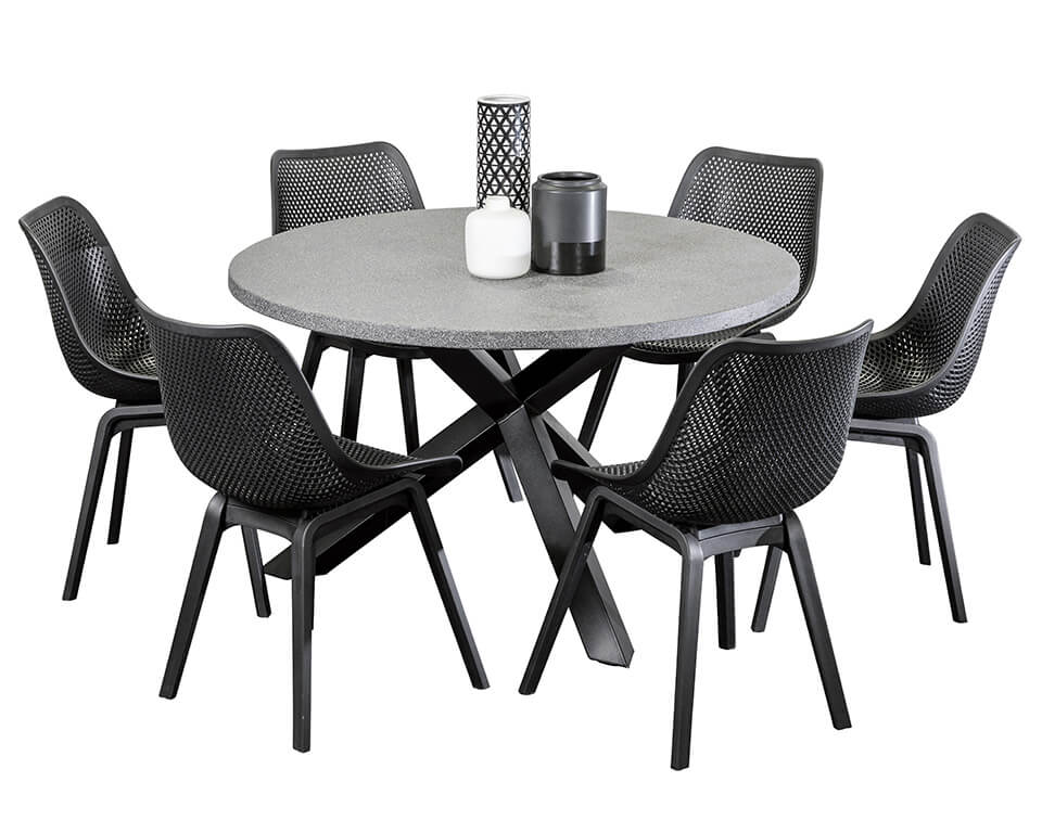 6 Bronte Black Chairs 1 2m Rome Round, Round Table Outdoor Setting