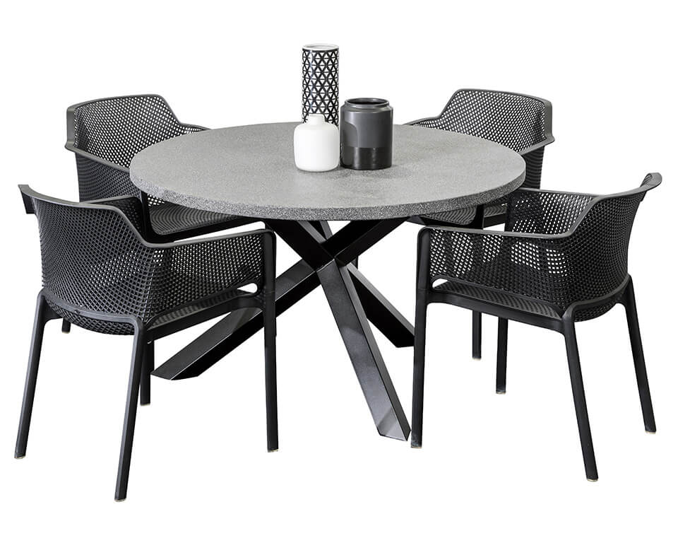 4 Paris Chairs 1 2m Rome Round Grc, Round Outdoor Table Settings