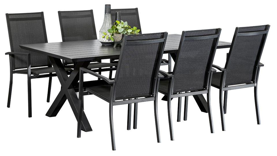 Aluminium Outdoor Dining Sets Aspen Black 6 Seater Samui Table