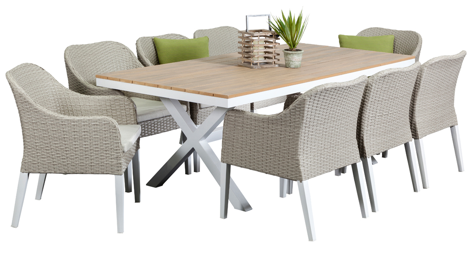 8 Maine Chairs 2m Table, Outdoor Dining Furniture