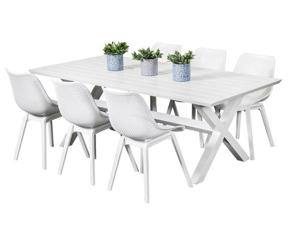 6 Bronte Chairs & Samui 2m Table White