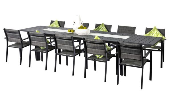 10 Whitby Chairs & Calais Extension Table Charcoal