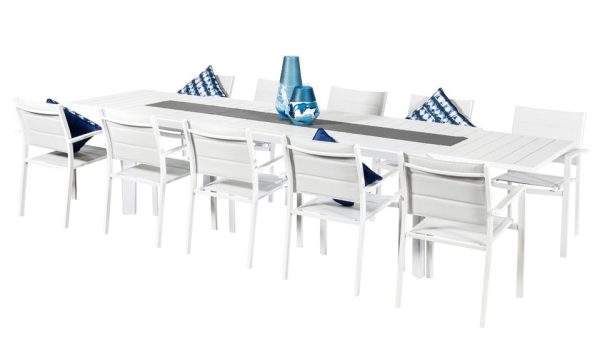 10 Whitby Chairs & Calais Extension Table White