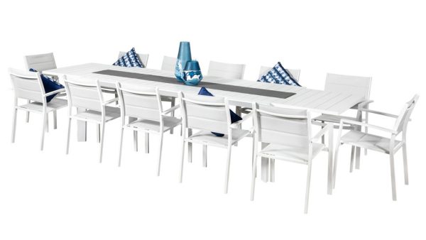 12 Whitby Chairs & Calais Extension Table White