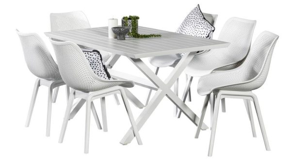 6 Bronte Chairs & Samui 1.5m Table White