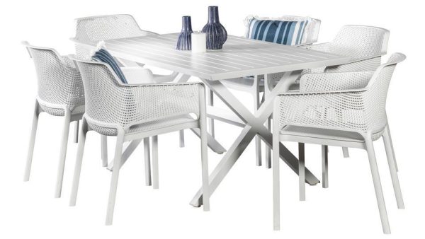 6 Paris Chairs & Samui 1.5m Table White