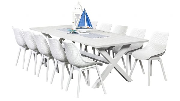 8 Bronte Chairs & Samui 2.6m Table White