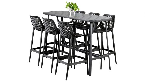 Isla 6 Seat Albi 1.76m Bar Set Black