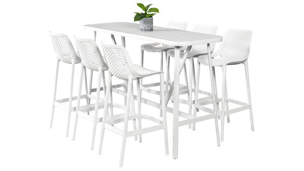 Isla 6 Seat 1.76m Bar Set White
