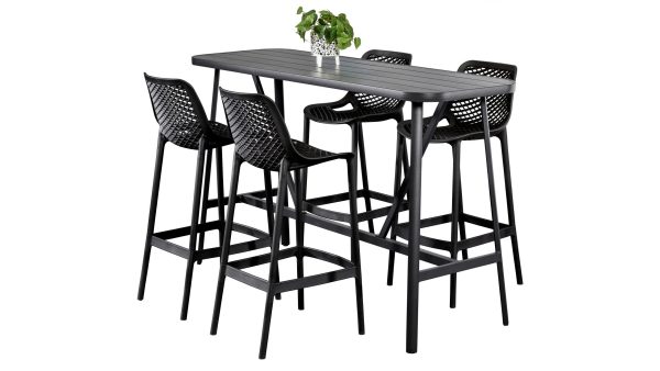Isla 4 Seat 1.76m Bar Set Black