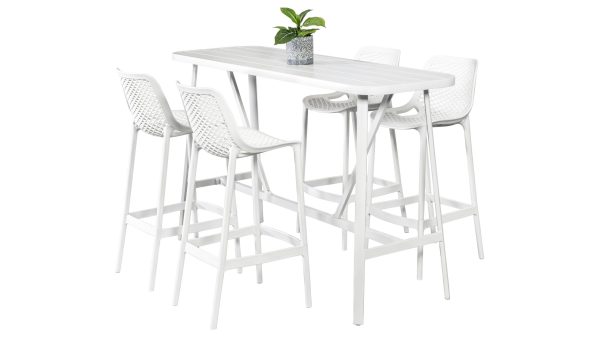 Isla 4 Seat 1.76m Bar Set White
