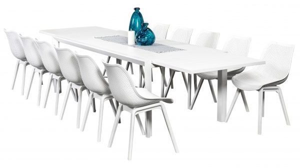 12 Bronte Chairs & Calais Extension Table White