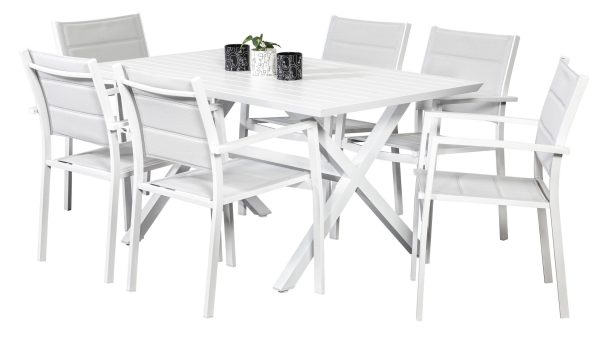 6 Whitby Chairs & Samui 1.5m Table White