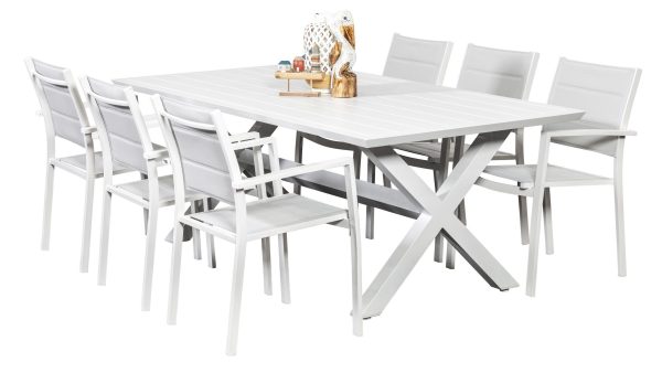 6 Whitby Chairs & Samui 2m Table White