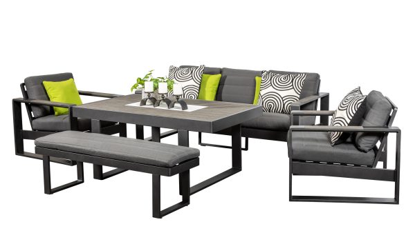 Allure Sofa Dining Set & Bench (Black)