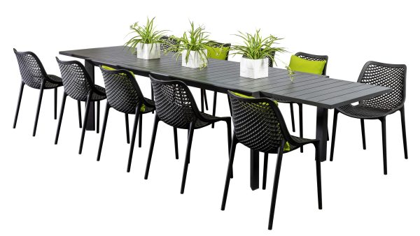 10 Isla Chairs & Calais Extension Table Charcoal