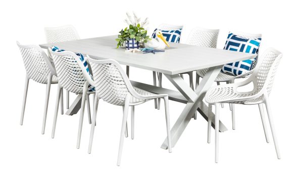 8 Isla Chairs & 2m Samui Table White