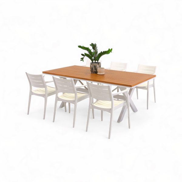 6 Lyon Chairs & 2m Tribeca Table White