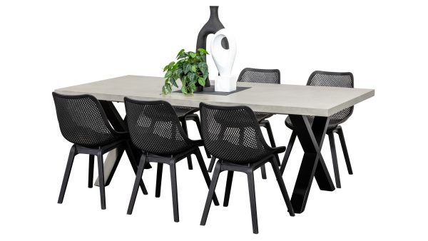 6 Bronte Chairs & 2.2m Element GRC Table Black