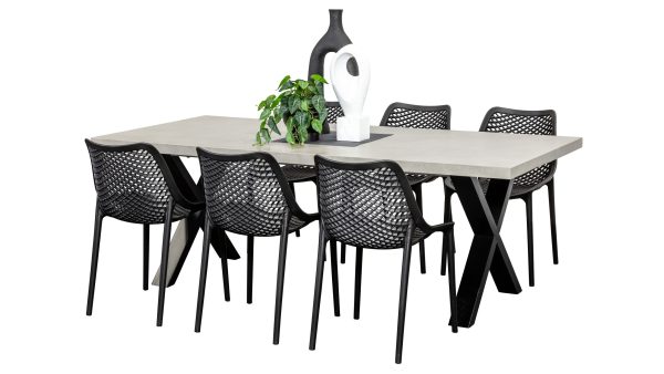 6 Isla Chairs & 2.2m Element GRC Table Black