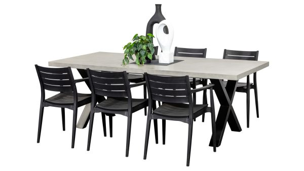 6 Lyon Chairs & 2.2m Element GRC Table Black