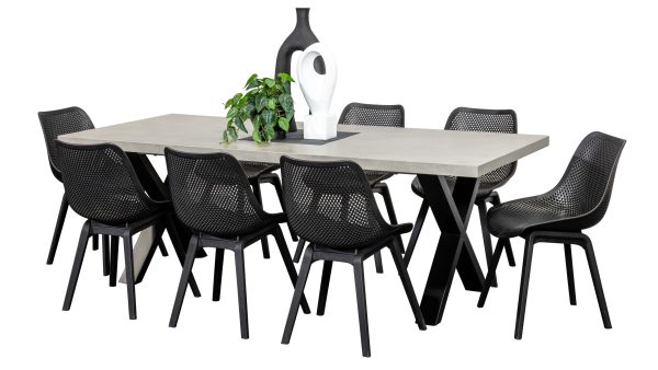 8 Bronte Chairs & 2.2m Element GRC Table Black