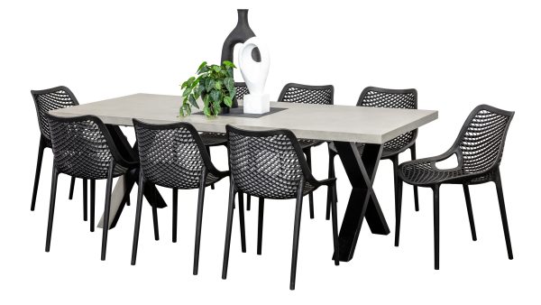 8 Isla Chairs & 2.2m Element GRC Table Black