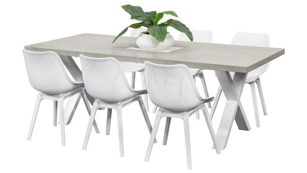 6 Bronte Chairs & 2.2m Element GRC Table White