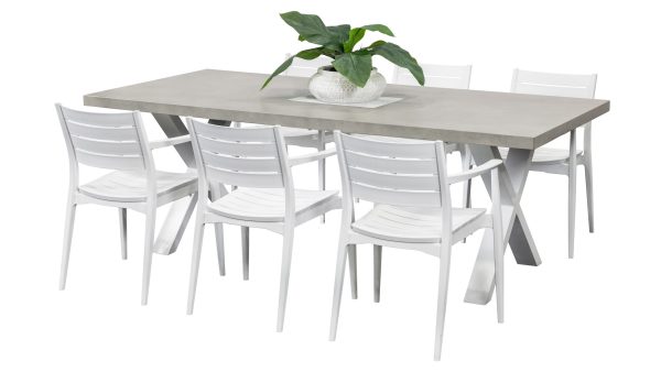 6 Lyon Chairs & 2.2m Element GRC Table White