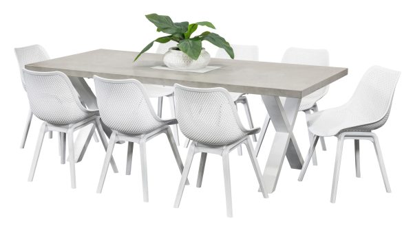 8 Bronte Chairs & 2.2m Element GRC Table White