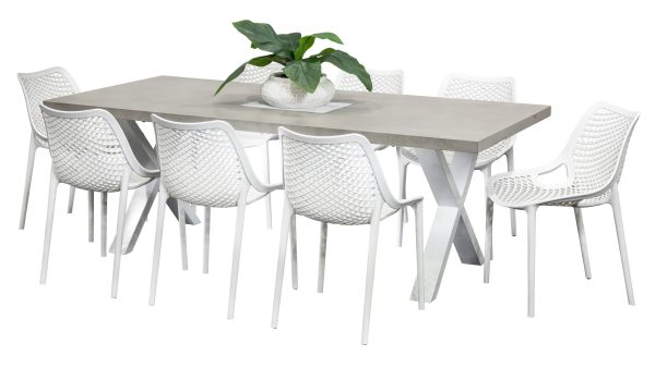 8 Isla White Chairs & 2.2m Element GRC Table