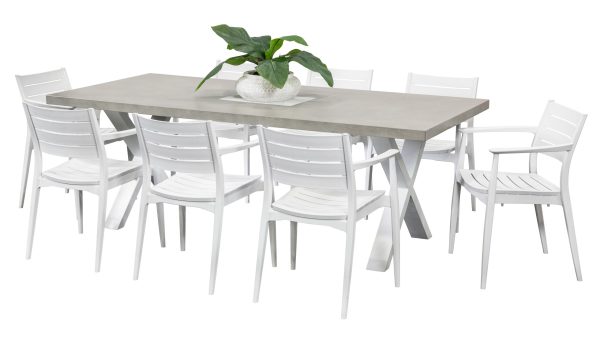8 Lyon Chairs & 2.2m Element GRC Table White