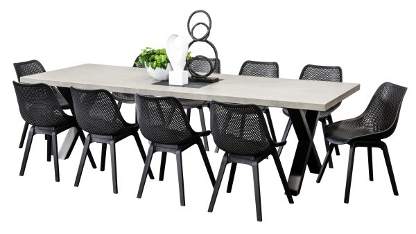 10 Bronte Chairs & 2.8m Element GRC Table Black