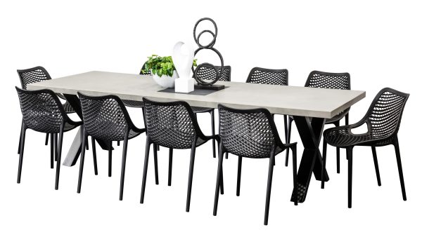 10 Isla Chairs & 2.8m Element GRC Table Black