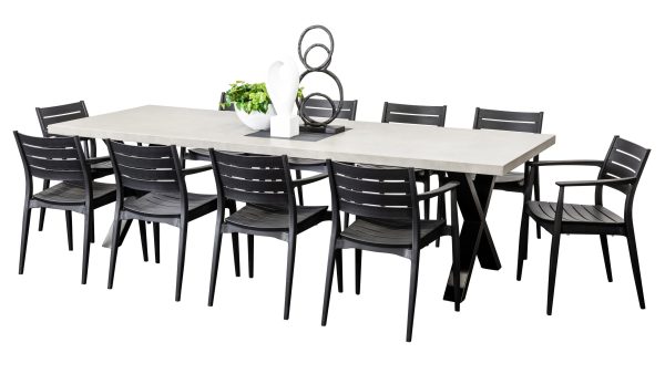 10 Lyon Chairs & 2.8m Element GRC Table Black
