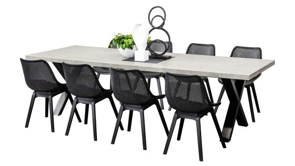 8 Bronte Chairs & 2.8m Element GRC Table Black