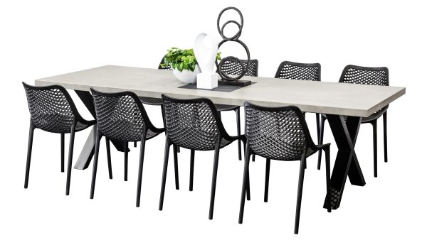 8 Isla Chairs & 2.8m Element GRC Table Black
