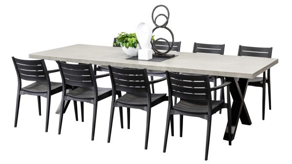 8 Lyon Chairs & 2.8m Element GRC Table Black