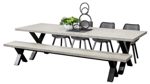4 Bronte Chairs, Bench & 2.8m Element GRC Table Black