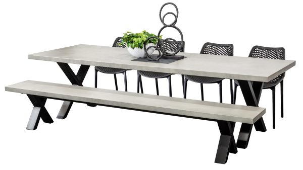 4 Isla Chairs, Bench & 2.8m Element GRC Table Black