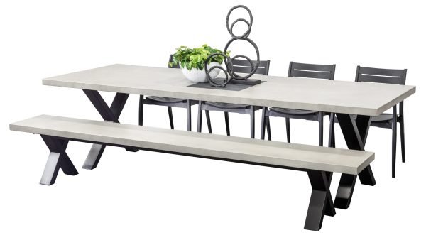 4 Lyon Chairs, Bench & 2.8m Element GRC Table Black