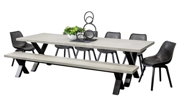 6 Bronte Chairs, Bench & 2.8m Element GRC Table Black