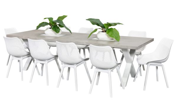 10 Bronte Chairs & 2.8m Element GRC Table White