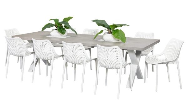 10 Isla Chairs & 2.8m Element GRC Table White