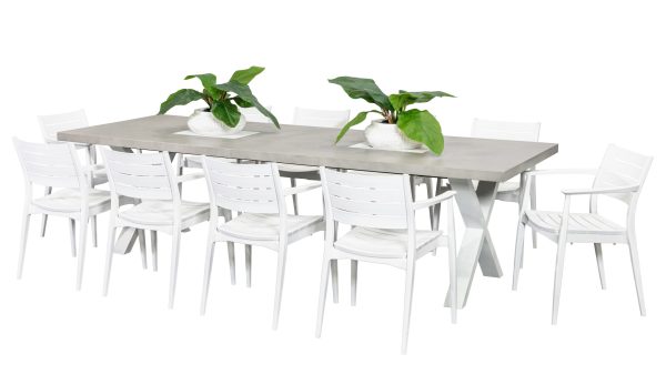 10 Lyon Chairs & 2.8m Element GRC Table White