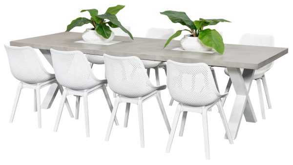 8 Bronte Chairs & 2.8m Element GRC Table White