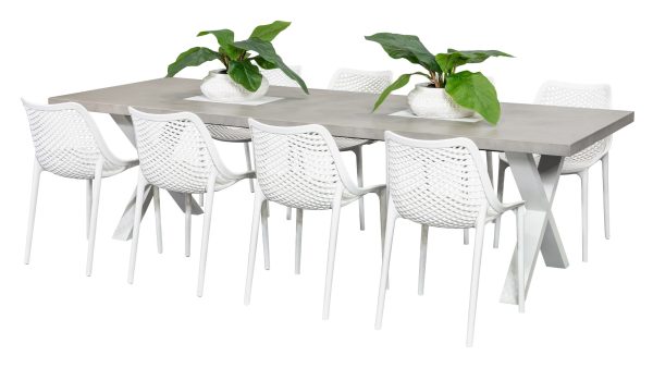 8 Isla Chairs & 2.8m Element GRC Table White